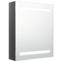 vidaXL LED-Spiegelschrank f&uuml;rs Bad Gl&auml;nzend Grau 50x14x60 cm