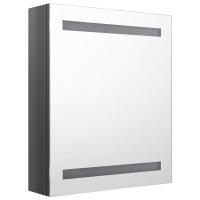 vidaXL LED-Spiegelschrank f&uuml;rs Bad Gl&auml;nzend Grau 50x14x60 cm