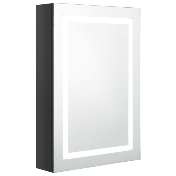 vidaXL LED-Spiegelschrank f&uuml;rs Bad Gl&auml;nzend Schwarz 50x13x70 cm