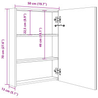 vidaXL LED-Spiegelschrank f&uuml;rs Bad Gl&auml;nzend Schwarz 50x13x70 cm