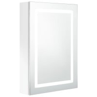 vidaXL LED-Spiegelschrank f&uuml;rs Bad Gl&auml;nzend Wei&szlig; 50x13x70 cm