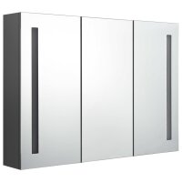 vidaXL LED-Spiegelschrank f&uuml;rs Bad 89x14x62 cm Grau