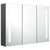 vidaXL LED-Spiegelschrank f&uuml;rs Bad 89x14x62 cm Grau