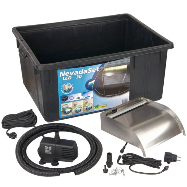 Ubbink Wasserfall-Set Nevada 30cm mit LED-Beleuchtung Edelstahl