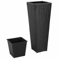 vidaXL Garten-Hochbeet 3-tlg. Poly Rattan Schwarz