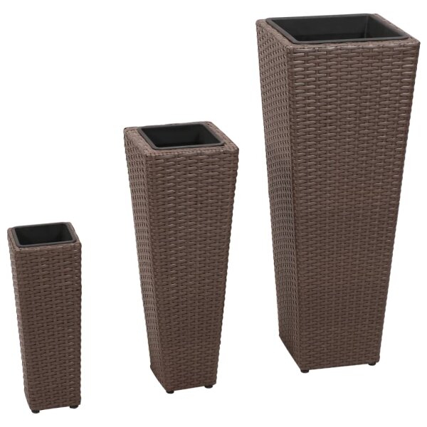 vidaXL Garten-Hochbeet 3-tlg. Poly Rattan Braun