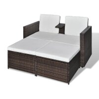 vidaXL 4-tlg. Garten-Lounge-Set mit Auflagen Poly Rattan...