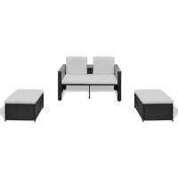 vidaXL 4-tlg. Garten-Lounge-Set mit Auflagen Poly Rattan Schwarz