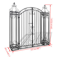 vidaXL Zierendes Gartentor Schmiedeeisen 122&times;20,5&times;134 cm