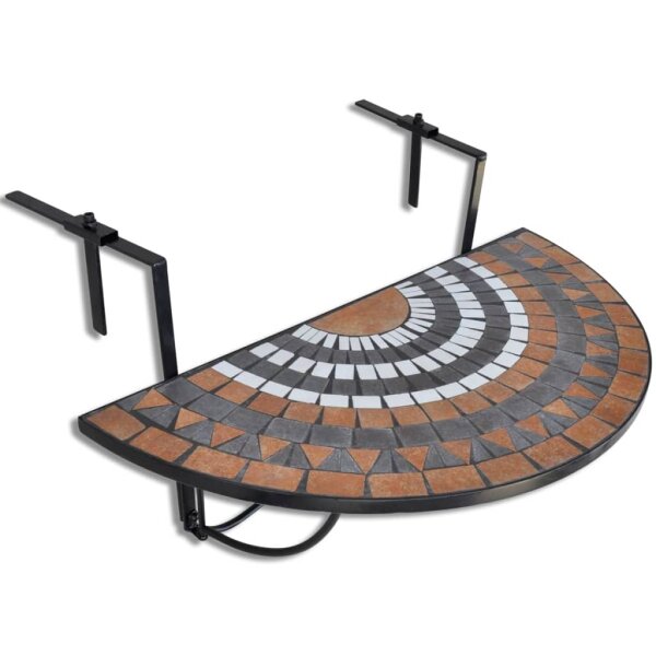 vidaXL Balkonh&auml;ngetisch Mosaik Terracotta und Wei&szlig;