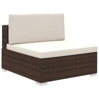 vidaXL 6-tlg. Garten-Lounge-Set mit Auflagen Poly Rattan Braun