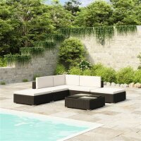 vidaXL 6-tlg. Garten-Lounge-Set mit Auflagen Poly Rattan...