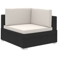 vidaXL 6-tlg. Garten-Lounge-Set mit Auflagen Poly Rattan Schwarz