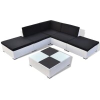 vidaXL 6-tlg. Garten-Lounge-Set mit Auflagen Poly Rattan Wei&szlig;