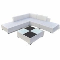 vidaXL 6-tlg. Garten-Lounge-Set mit Auflagen Poly Rattan Wei&szlig;