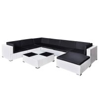 vidaXL 8-tlg. Garten-Lounge-Set mit Auflagen Poly Rattan Wei&szlig;