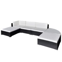 vidaXL 6-tlg. Garten-Lounge-Set mit Auflagen Poly Rattan...