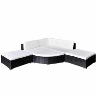 vidaXL 6-tlg. Garten-Lounge-Set mit Auflagen Poly Rattan Schwarz