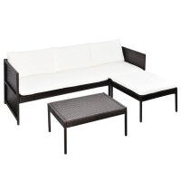 vidaXL 3-tlg. Garten-Lounge-Set mit Auflagen Poly Rattan Braun