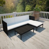 vidaXL 3-tlg. Garten-Lounge-Set mit Auflagen Poly Rattan...