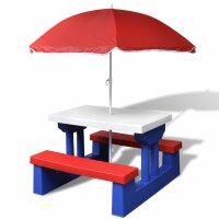 vidaXL Kinder-Picknicktisch mit Bänken Sonnenschirm...