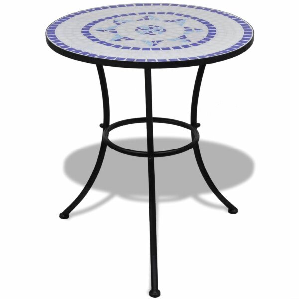 vidaXL Bistrotisch Blau und Wei&szlig; 60 cm Mosaik