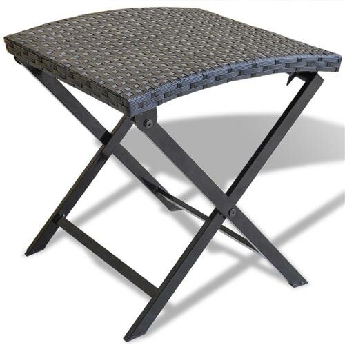 vidaXL Klappbarer Hocker Poly Rattan Schwarz