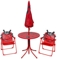 vidaXL 3-tlg. Garten-Bistro-Set f&uuml;r Kinder mit Sonnenschirm Rot