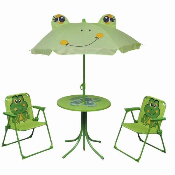 vidaXL 3-tlg. Garten-Bistro-Set f&uuml;r Kinder mit Sonnenschirm Gr&uuml;n