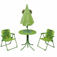 vidaXL 3-tlg. Garten-Bistro-Set f&uuml;r Kinder mit Sonnenschirm Gr&uuml;n