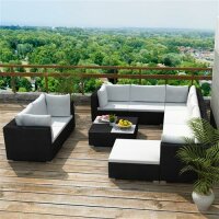 vidaXL 10-tlg. Garten-Lounge-Set mit Auflagen Poly Rattan...