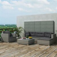 vidaXL 6-tlg. Garten-Lounge-Set mit Auflagen Poly Rattan...