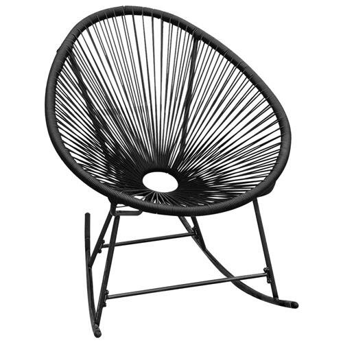 vidaXL Garten-Schaukelstuhl Schwarz Poly Rattan