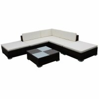 vidaXL 6-tlg. Garten-Lounge-Set mit Auflagen Poly Rattan...