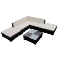 vidaXL 6-tlg. Garten-Lounge-Set mit Auflagen Poly Rattan...