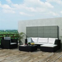 vidaXL 6-tlg. Garten-Lounge-Set mit Auflagen Poly Rattan...