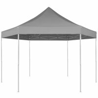 vidaXL Pop-Up-Partyzelt Hexagonal Faltbar Grau 3,6x3,1 m