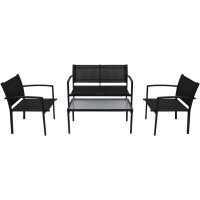 vidaXL 4-tlg. Garten-Lounge-Set Textilene Schwarz