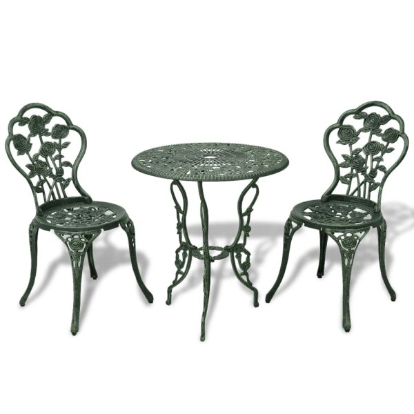 vidaXL 3-tlg. Bistro-Set Aluminiumguss Gr&uuml;n