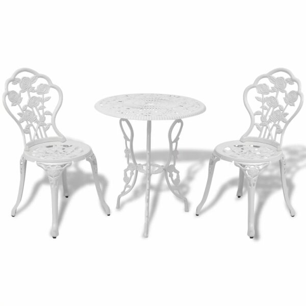 vidaXL 3-tlg. Bistro-Set Aluminiumguss Wei&szlig;