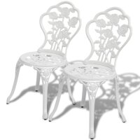 vidaXL 3-tlg. Bistro-Set Aluminiumguss Wei&szlig;