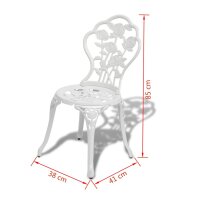 vidaXL 3-tlg. Bistro-Set Aluminiumguss Wei&szlig;