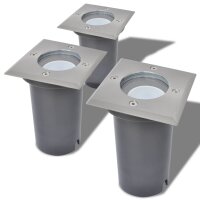 vidaXL Outdoor LED-Bodenleuchten 3 Stk. Quadratisch