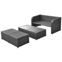 vidaXL 4-tlg. Garten-Lounge-Set mit Auflagen Poly Rattan Schwarz