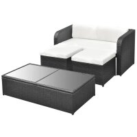 vidaXL 4-tlg. Garten-Lounge-Set mit Auflagen Poly Rattan Schwarz