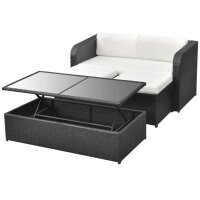 vidaXL 4-tlg. Garten-Lounge-Set mit Auflagen Poly Rattan Schwarz