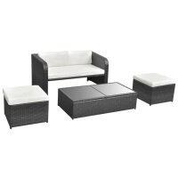 vidaXL 4-tlg. Garten-Lounge-Set mit Auflagen Poly Rattan Schwarz