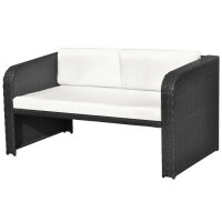 vidaXL 4-tlg. Garten-Lounge-Set mit Auflagen Poly Rattan Schwarz