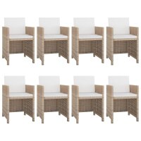 vidaXL 9-tlg. Garten-Essgruppe mit Auflagen Poly Rattan Beige