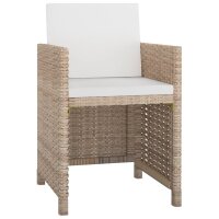 vidaXL 9-tlg. Garten-Essgruppe mit Auflagen Poly Rattan Beige